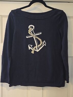 Charter Club Dark Navy Ribbed Knit Top